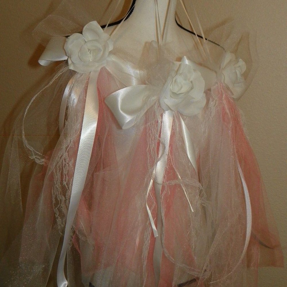 5 White Flower Lace Pink Wedding Pew Party Decor - Picture 4 of 11